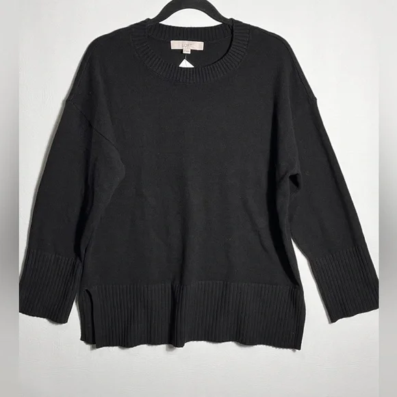 LOFT Classic Black Crew Neck Tunic Sweater Small NWT - Picture 1 of 10